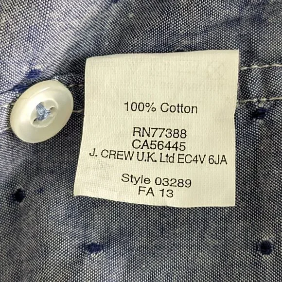 J. Crew Shirt Men's Size XL Blue White Button-up Slim Fit Long Sleeve Dotted - Picture 11 of 14